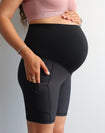 Pregnant mother wearing high waisted maternity bike shorts